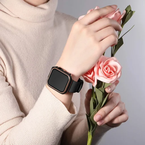 tempered glass screen case for apple watch series 7 8 5 6 se 3 45/41/44/40/42/38mm glass + cover