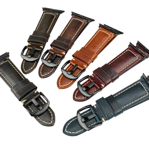 oil wax genuine leather watchband for apple watch band 40mm 41mm 44mm 45mm cowhide vintage strap 7 6 5 4 3 se iwatch