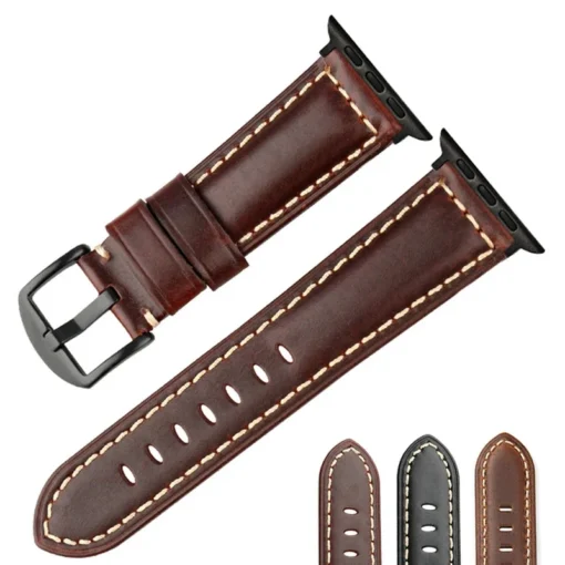 simple wide leather strap for apple watch ultra 7 8 6 se 5 4 3 watch band 38/40/41/42/44/45mm