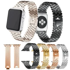 stainless steel hex watch band bracelet for apple watch 8 ultra 49mm 7 6 5 4 3 unisex wristband