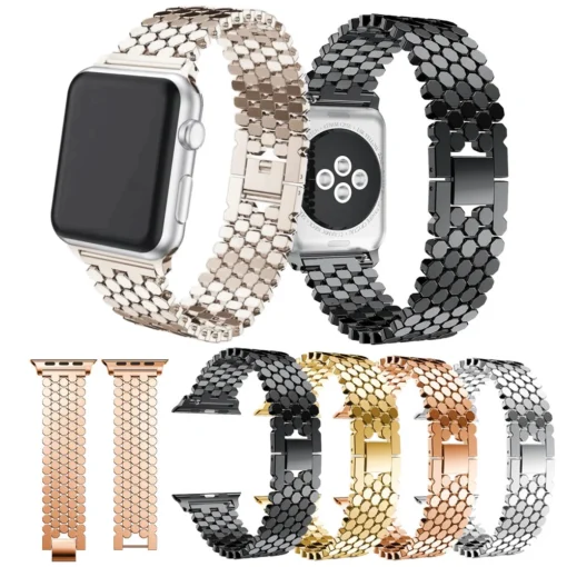 stainless steel hex watch band bracelet for apple watch 8 ultra 49mm 7 6 5 4 3 unisex wristband