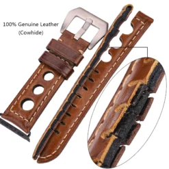 unisex real leather drivers watchband for apple watch series 5 4 3 2 1 42/38/44/40mm