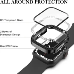 bling diamond bumper case for apple watch series 7 3 8 5 6 se 45/41/40/44/42/38mm