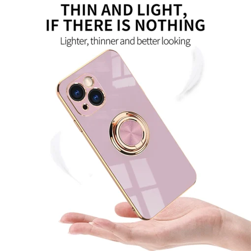 luxury plating metal ring holder phone case for iphone 14 plus 13 12 pro max soft cover