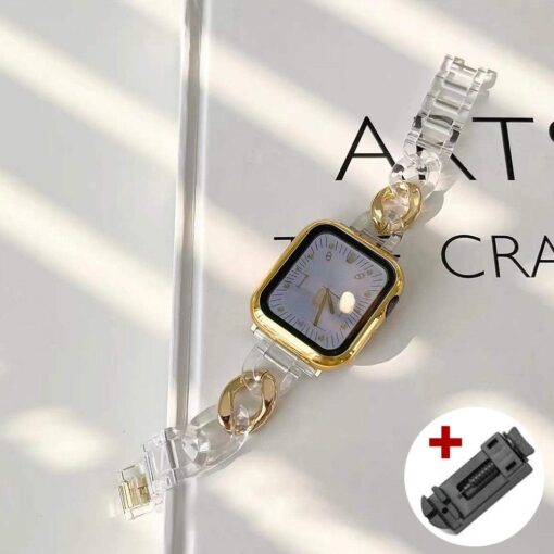 luxury women s chain link stainless steel watch band for apple watch 8 7 6 5 4 ultra i phonecases com 8