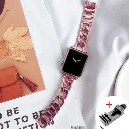 luxury women s chain link stainless steel watch band for apple watch 8 7 6 5 4 ultra i phonecases com 9