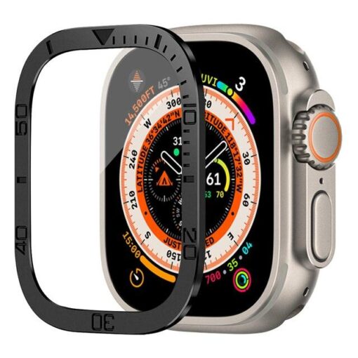 tempered glass screen protector for apple watch ultra 49mm with metal aluminum alloy bumper i phonecases com 17 23163431452790