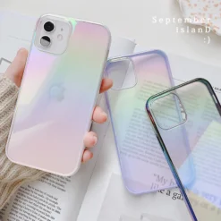 square edge bumper glossy plating laser rainbow case for iphone 14 plus 11 13 pro 12 mini