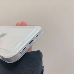 transparent aurora card holder case for iphone 14 13 11 12 pro max mini x s xr 8 7 plus se