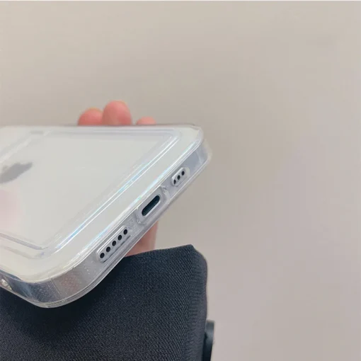 transparent aurora card holder case for iphone 14 13 11 12 pro max mini x s xr 8 7 plus se