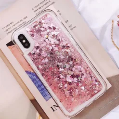 glitter bling sequin quicksand love hearts phone case for iphone 14 plus 13 pro 12 pro max
