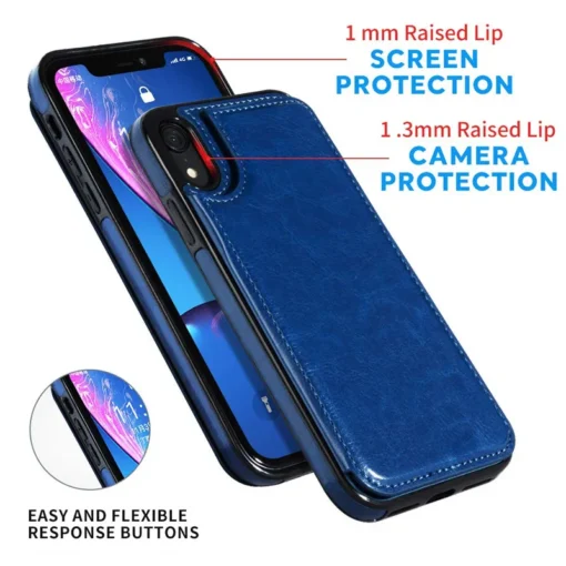 leather wallet 3 card holder flip cover for iphone 14 plus pro max 12 pro 13 mini wallet case