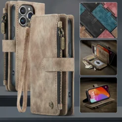 vintage leather card holder wallet case for iphone 14 pro max plus 11 12 13 x xr xs max 8 7 6s