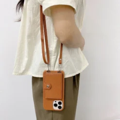 luxury crossbody lanyard leather card holder wallet case for iphone 11 12 pro max mini