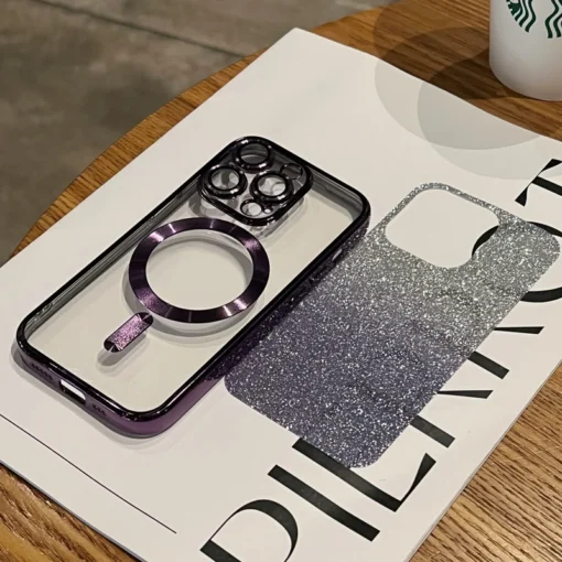 luxury plating glitter magsafe case for iphone 14 plus 11 12 13 pro max soft silicone cover