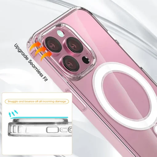 magnetic transparent phone case for iphone 15 plus pro max for magsafe wireless charging shockproof phone shell for iphone 15