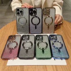 luxury plating glitter magsafe case for iphone 14 plus 11 12 13 pro max soft silicone cover