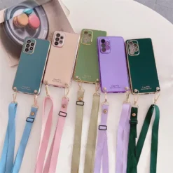 luxury crossbody fashion lanyard plated bumper case for iphone 14 13 12 pro max mini