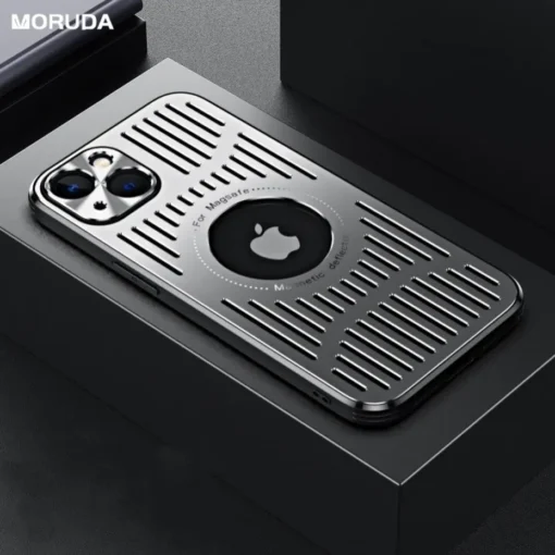 metal magnetic heat dissipation ventilated phone case for iphone 14 pro max plus 12 13 pro