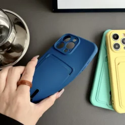 soft silicon shockproof card holder case for iphone 12 pro max 13 14 plus with card slider