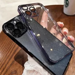 luxury electroplated glitter phone case for iphone 11 15 12 13 14 pro max protective shell clear transparent shockproof cover