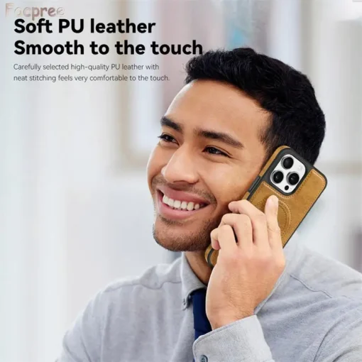 luxury leather case for iphone 15 pro max 14 plus 11 12 13 holder wireless charging shockproof bumper stand phone cover