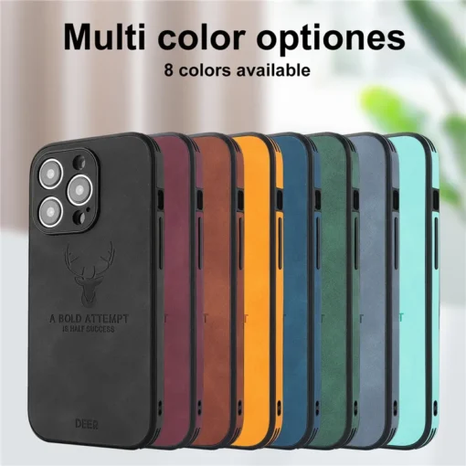 vintage lamb skin leather deer case for iphone 15 14 13 12 11 pro max 15pro 14pro 13pro full cover for magsafe wireless charging