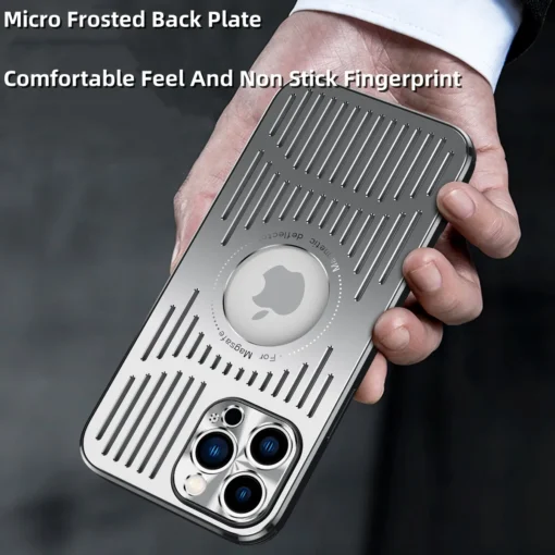 metal magnetic heat dissipation ventilated phone case for iphone 14 pro max plus 12 13 pro