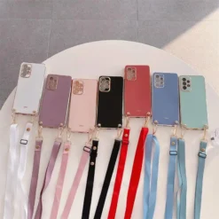 luxury crossbody fashion lanyard plated bumper case for iphone 14 13 12 pro max mini
