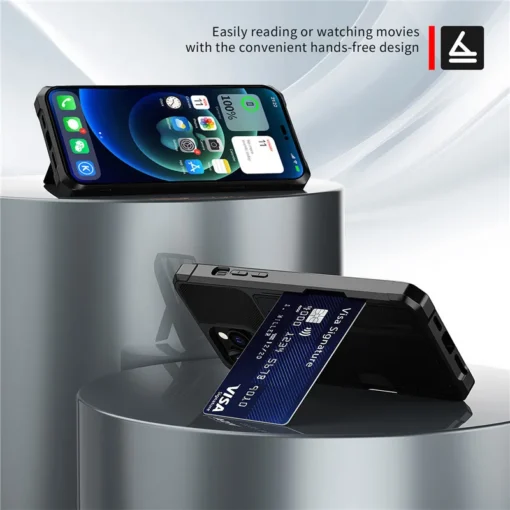 shockproof bumper multi card holder magnetic case for iphone 14 pro max plus 13 12 mini