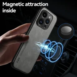 luxury magnetic leather case for iphone 15 14 13 12 11 pro max mini xr xs x 8 7 plus se 14pro magsafe cover support car holder