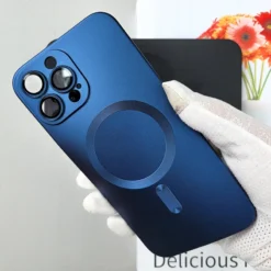 soft matte liquid silicone magnetic phone case for iphone 14 13 12 pro max lens protection