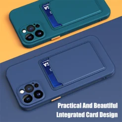 shockproof silicone card holder wallet phone case for iphone 14 plus 13 pro max mini cover