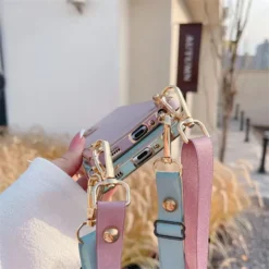 luxury crossbody fashion lanyard plated bumper case for iphone 14 13 12 pro max mini
