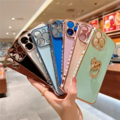 luxury fashion love heart ring holder case for iphone 11 12 13 mini xr xs max 7 8 plus se3