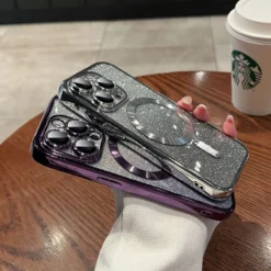 luxury plating glitter magsafe case for iphone 14 plus 11 12 13 pro max soft silicone cover