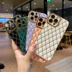 luxury plating diamond grid fashion phone case for iphone 14 pro max 13 12 11 x xs xr