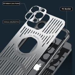 metal magnetic heat dissipation ventilated phone case for iphone 14 pro max plus 12 13 pro