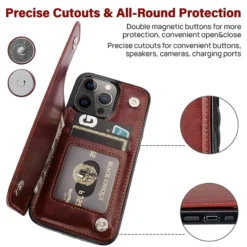 leather wallet 3 card holder flip cover for iphone 14 plus pro max 12 pro 13 mini wallet case