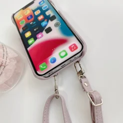 luxury crossbody lanyard leather card holder wallet case for iphone 11 12 pro max mini