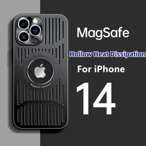 metal magnetic heat dissipation ventilated phone case for iphone 14 pro max plus 12 13 pro