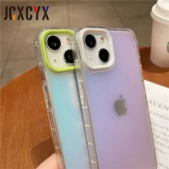 luxury laser matte gradient case for iphone 13 12 11 pro max se 14 plus lens protection