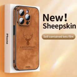 luxury leather deer hunter cover for iphone 14 plus 13 12 pro max bumper phone case