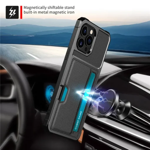 shockproof bumper multi card holder magnetic case for iphone 14 pro max plus 13 12 mini