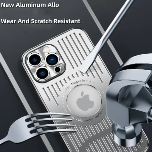 metal magnetic heat dissipation ventilated phone case for iphone 14 pro max plus 12 13 pro
