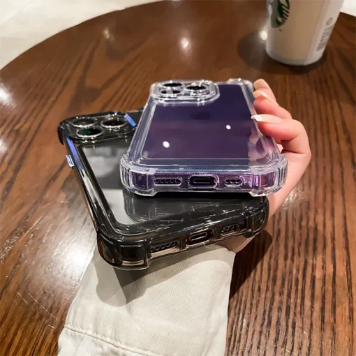 transparent silicone armor shockproof phone case for iphone15 14 13 12 11 pro max xs max x xr clear hard anti shock bumper cover