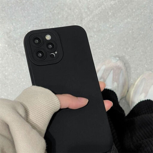 premium matte black liquid silicone tpu case for iphone 14 13 12 pro se with lens protection