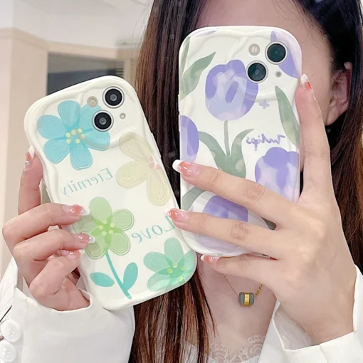 oil painting simple flower pattern shockproof iphone series phone cases