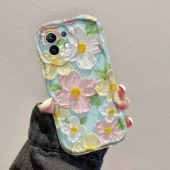 luxury tpu soft cover oil painting flowers pattern phone case s13564