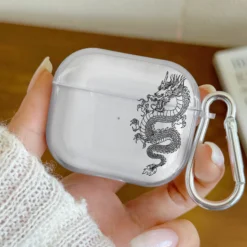 Dragon Pattern TPU Transparent Wireless Bluetooth Headphone Cover for AirPods 1 2 3 4 Pro 1 2